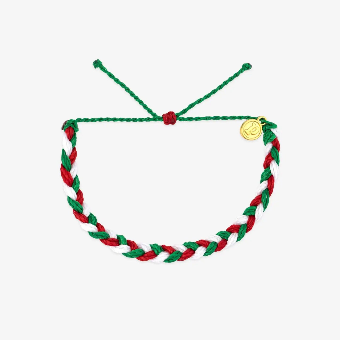 Red, Green & White Braided Bracelet