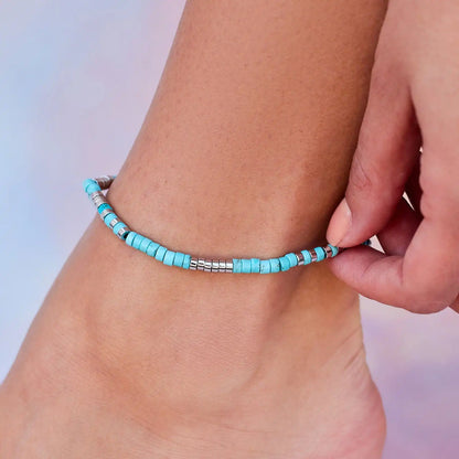 Turquoise Bead Stretch Anklet