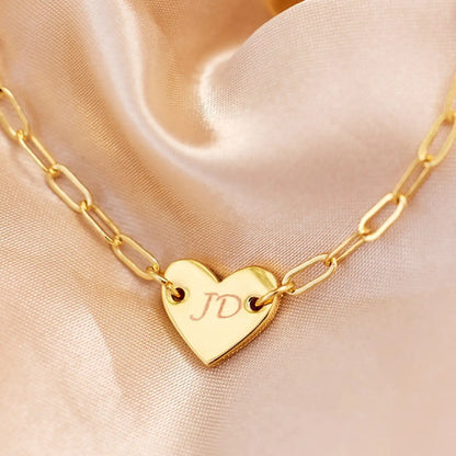 Engravable Heart Paperclip Chain Bracelet