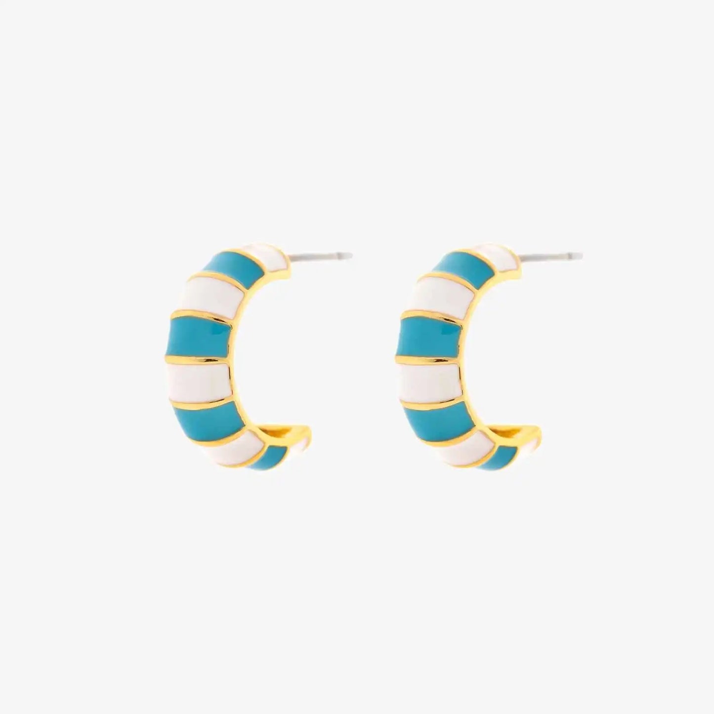 Striped Enamel Gold Hoop Earrings