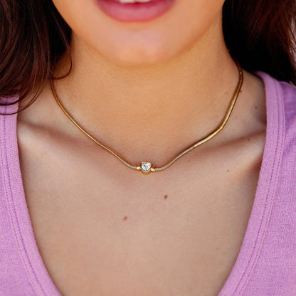 Rhinestone Heart Choker