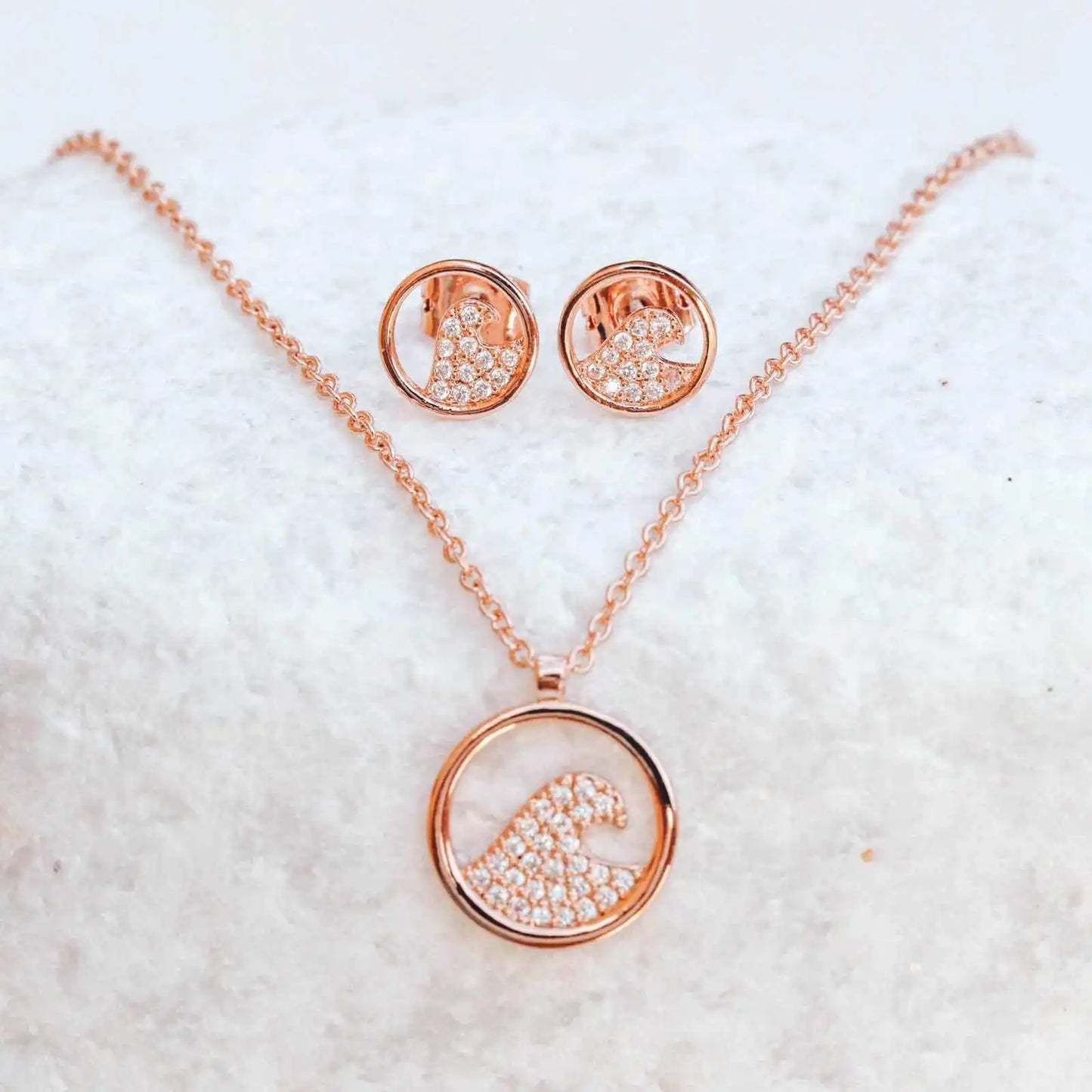 Pave Wave Necklace & Earring Set