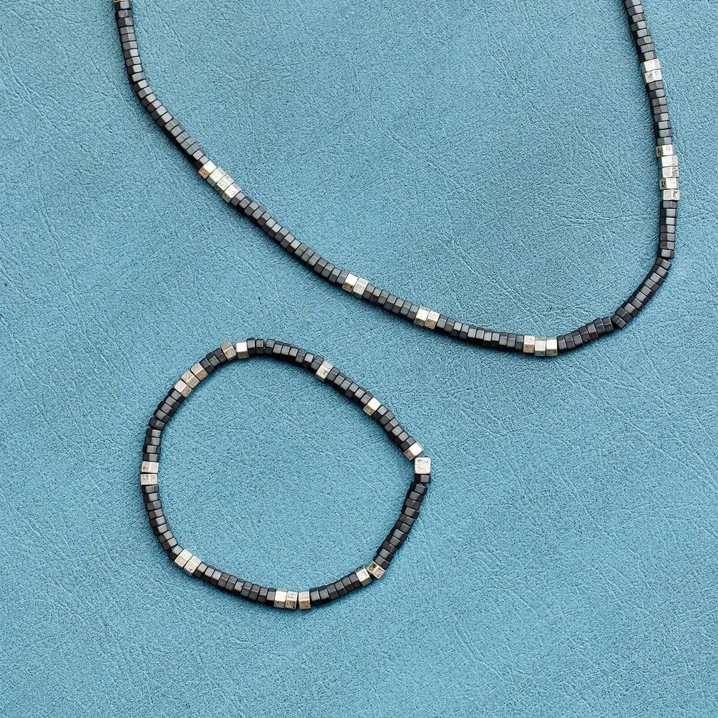 Men's Faceted Pyrite Stretch Bracelet