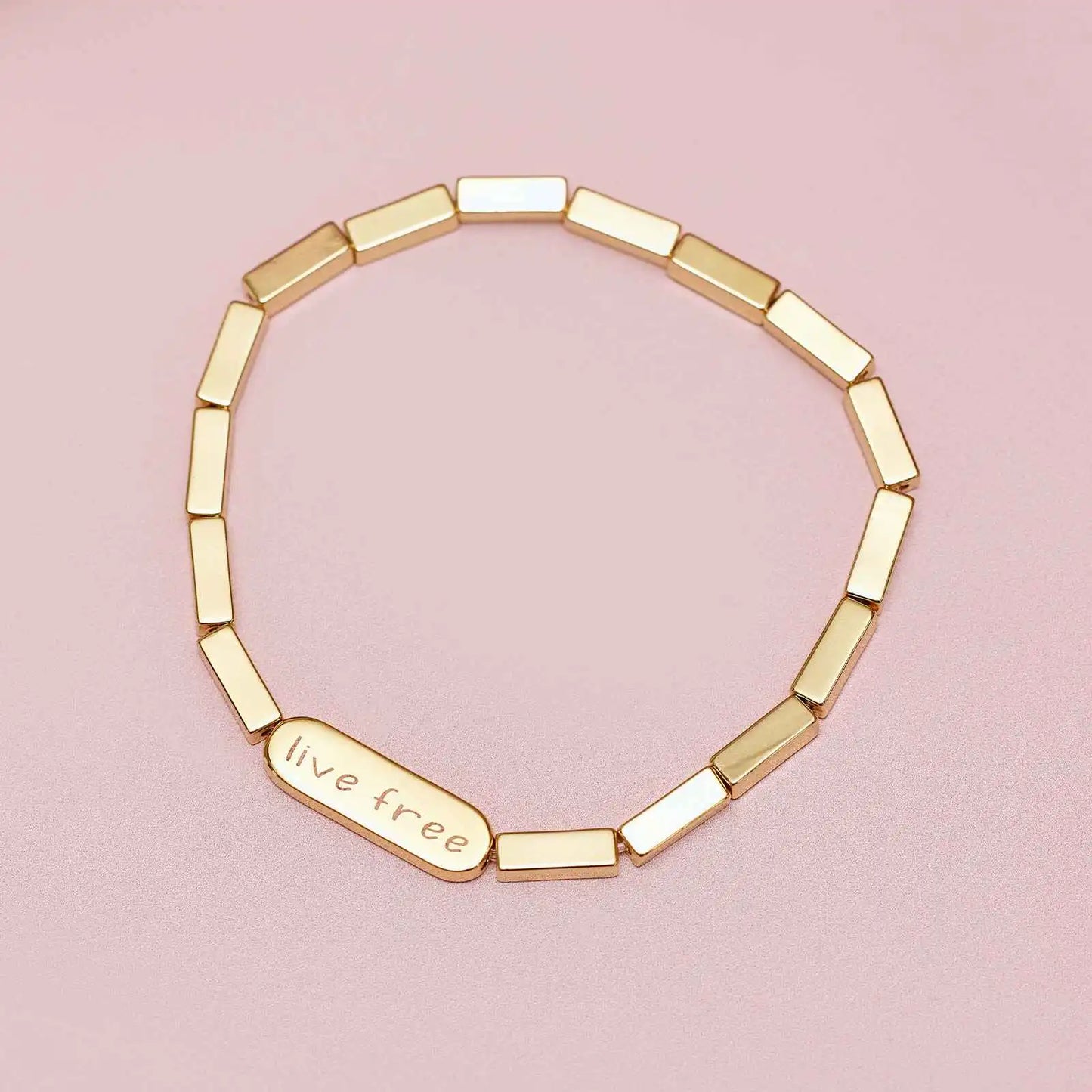 Engravable Rectangle Bead Stretch Bracelet