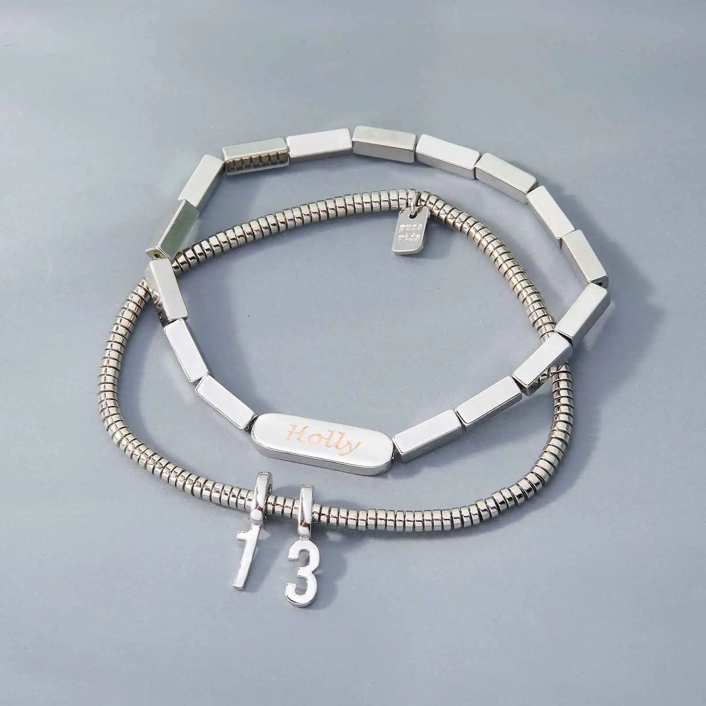 Engravable Rectangle Bead Stretch Bracelet
