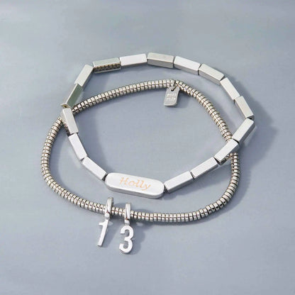 Engravable Rectangle Bead Stretch Bracelet