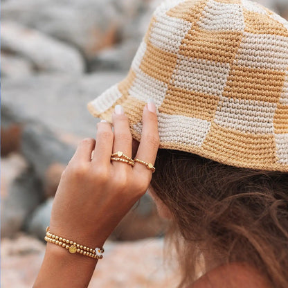Gold Heart Bead Stretch Ring