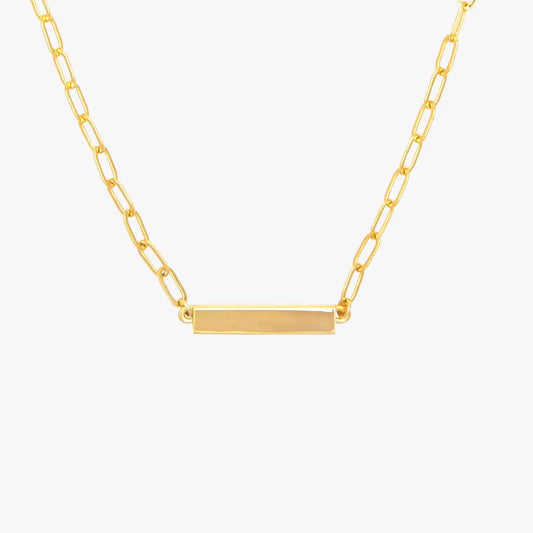 Engravable Paperclip Chain Bar Necklace