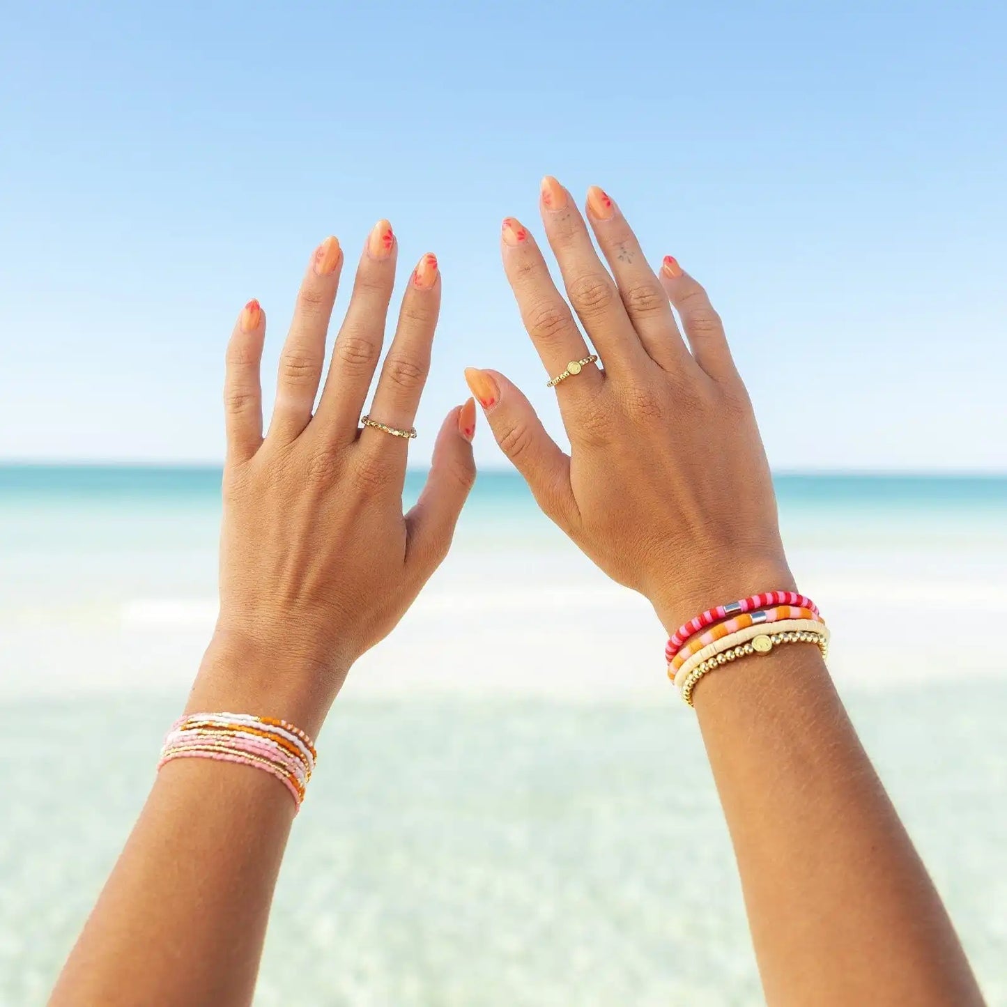 Faceted Gold Bead Stretch Ring
