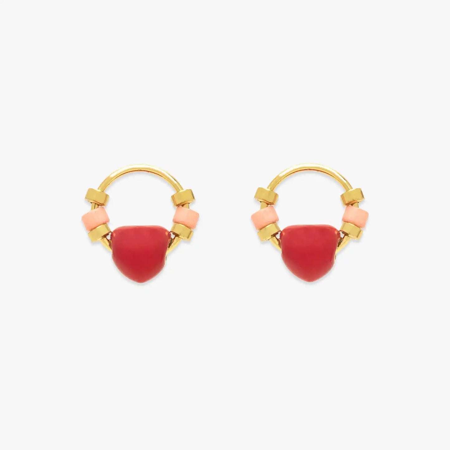 Heart Bead Stud Earrings