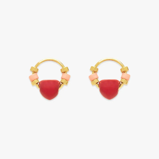 Heart Bead Stud Earrings