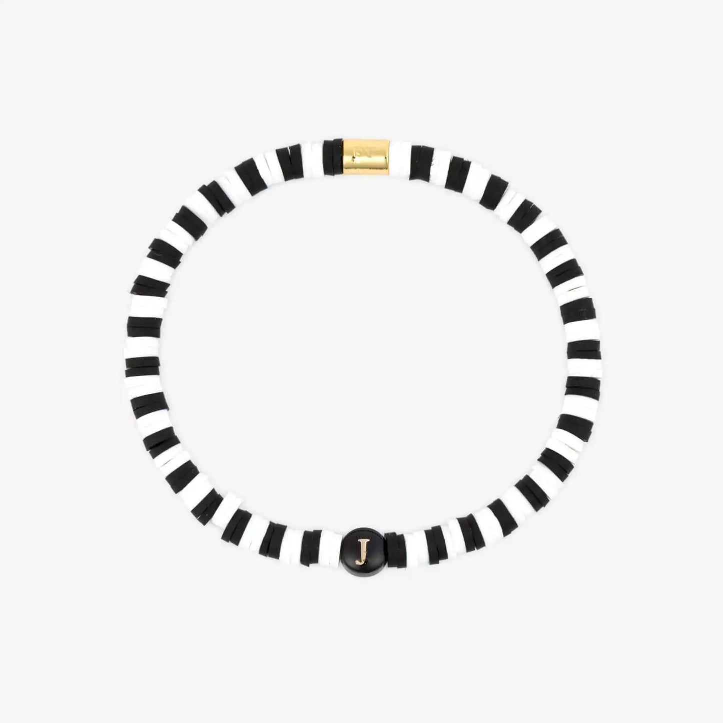 Black and White Alphabet Stretch Bracelet