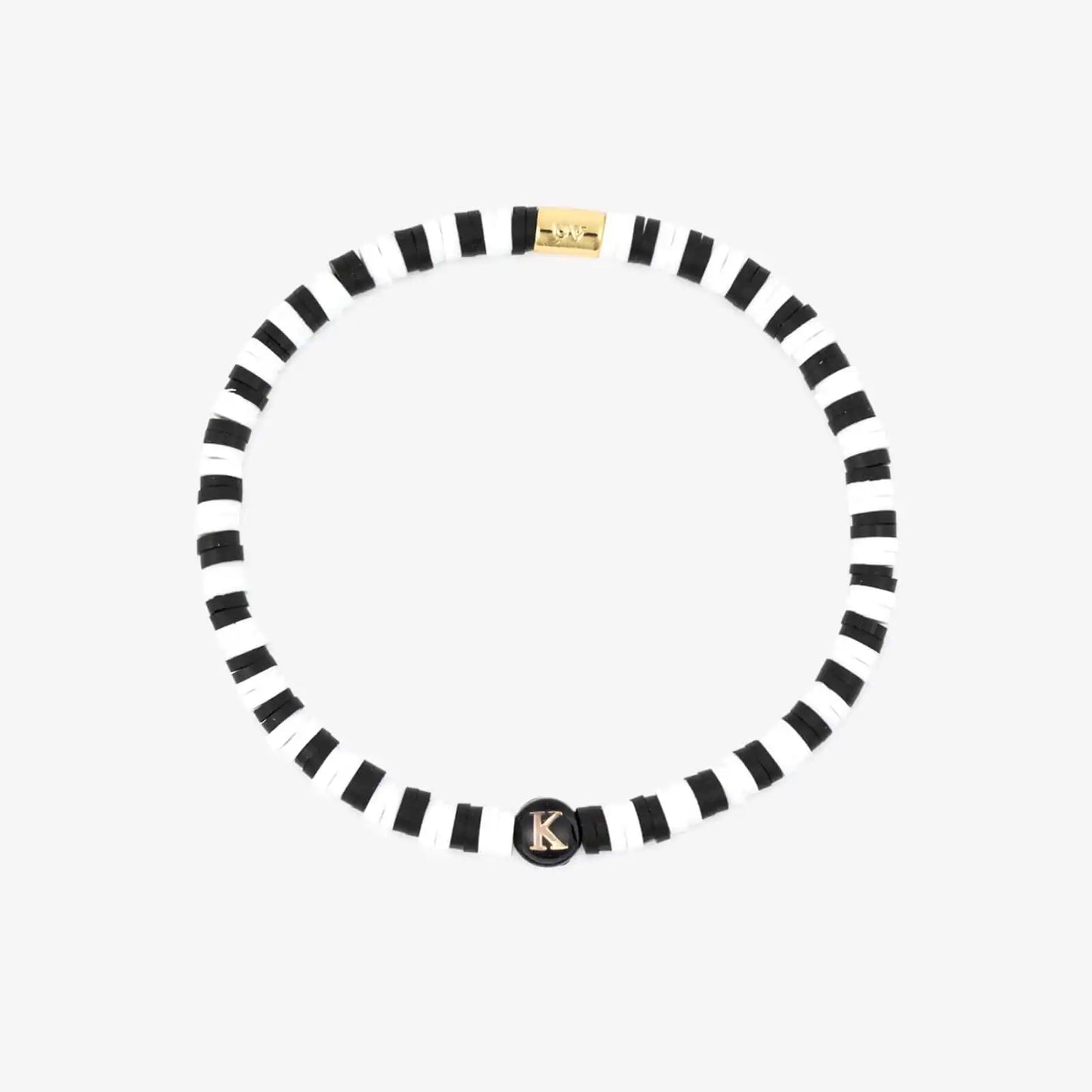 Black and White Alphabet Stretch Bracelet