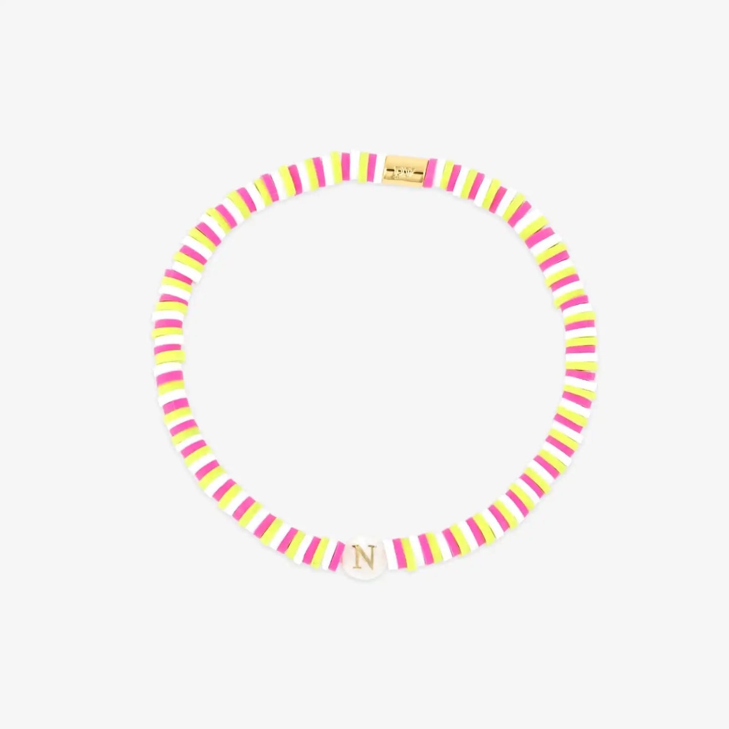 Raspberry Alphabet Stretch Bracelet