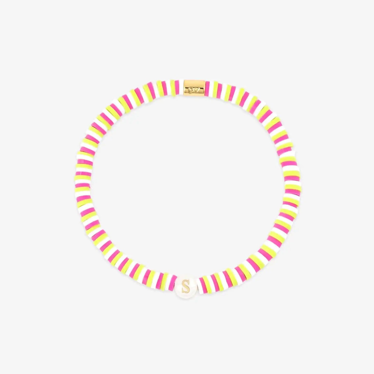 Raspberry Alphabet Stretch Bracelet