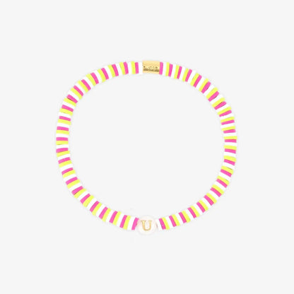 Raspberry Alphabet Stretch Bracelet