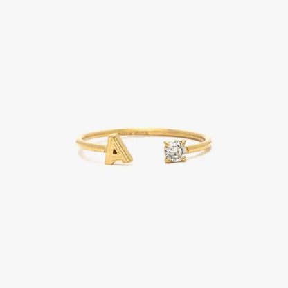 Initial Stone Open Ring