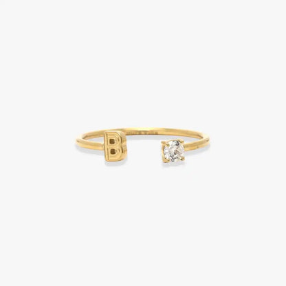 Initial Stone Open Ring