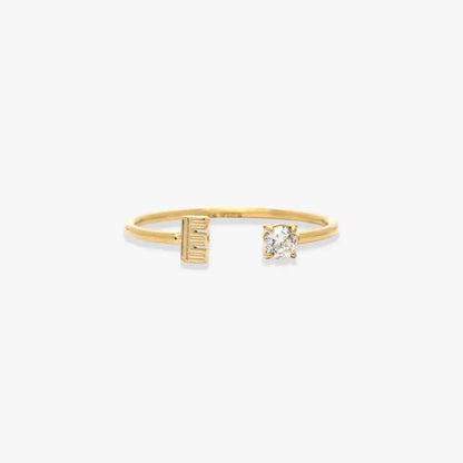 Initial Stone Open Ring