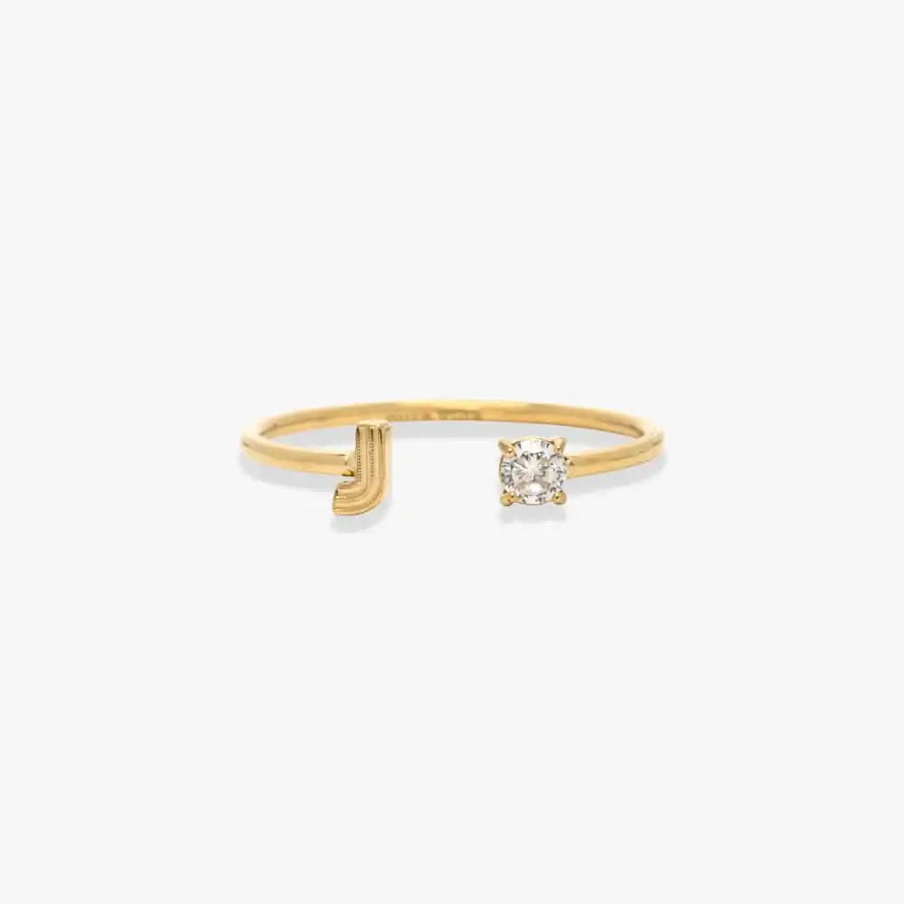 Initial Stone Open Ring
