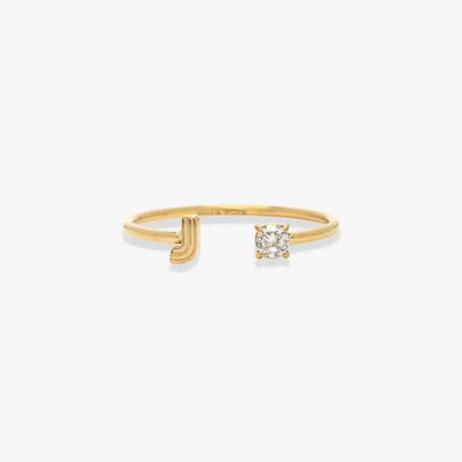 Initial Stone Open Ring