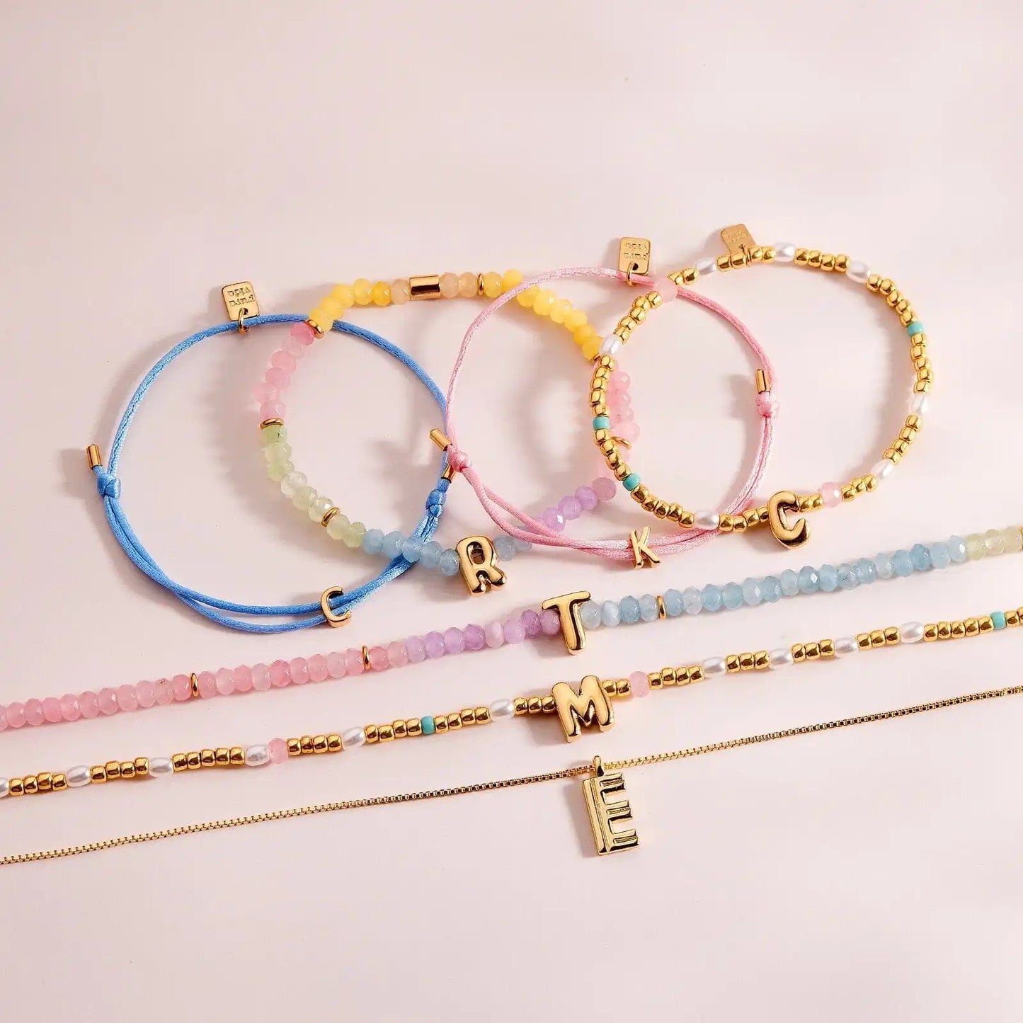 Initial Pearl & Seed Bead Stretch Bracelet