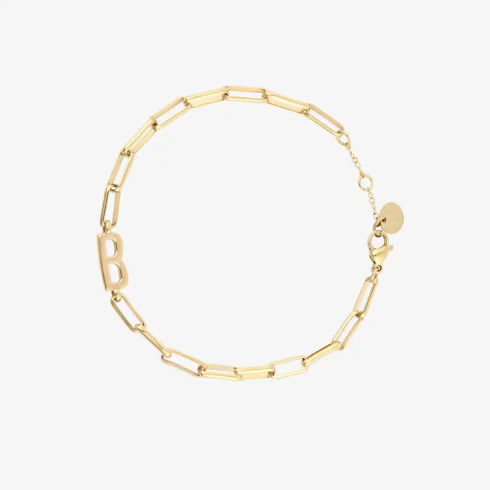 Initial Paperclip Chain Bracelet