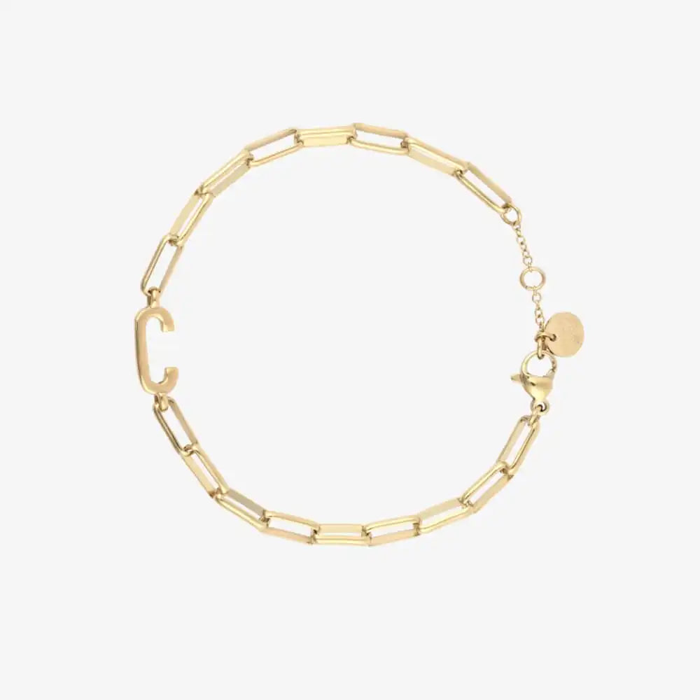 Initial Paperclip Chain Bracelet