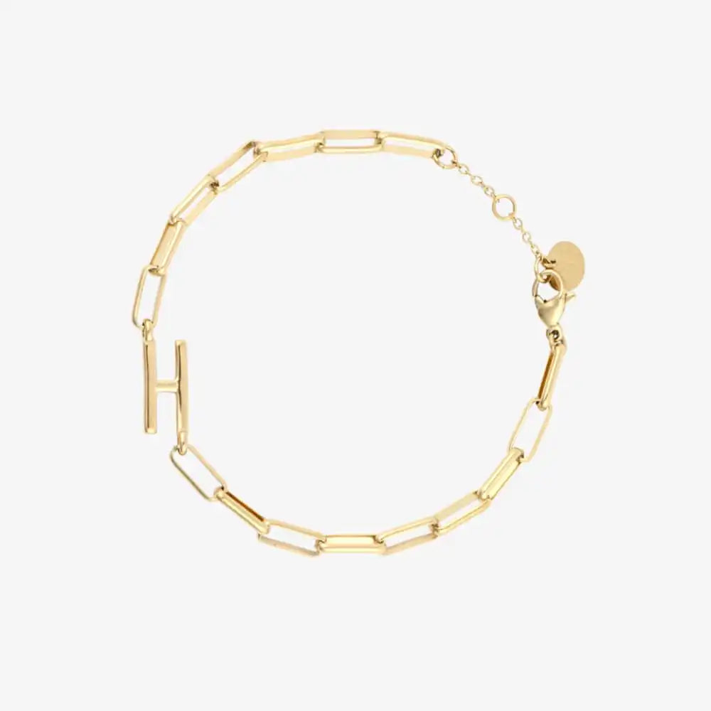 Initial Paperclip Chain Bracelet