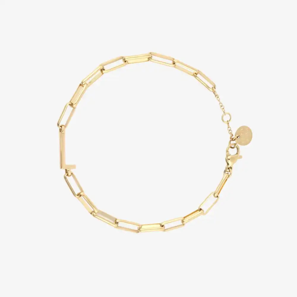 Initial Paperclip Chain Bracelet