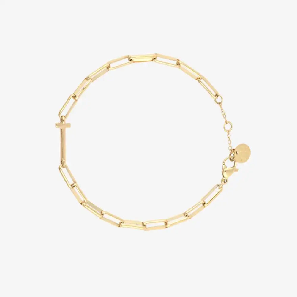 Initial Paperclip Chain Bracelet