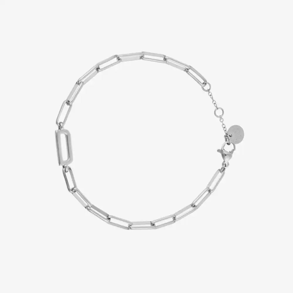 Silver Initial Paperclip Chain Bracelet