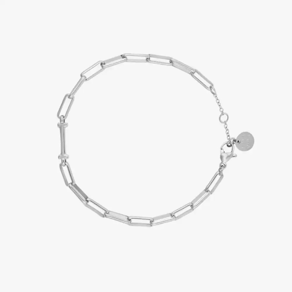 Silver Initial Paperclip Chain Bracelet