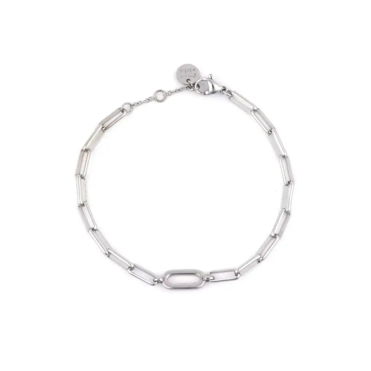Silver Initial Paperclip Chain Bracelet