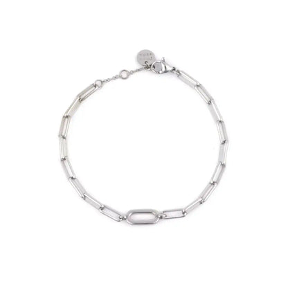 Silver Initial Paperclip Chain Bracelet